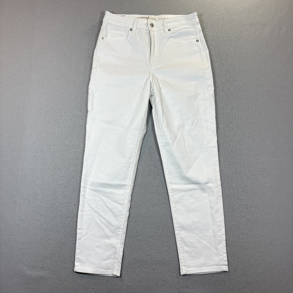 American Eagle Women Size 6 Mom Jean Stretch Regular High Rise White EUC - Picture 1 of 11
